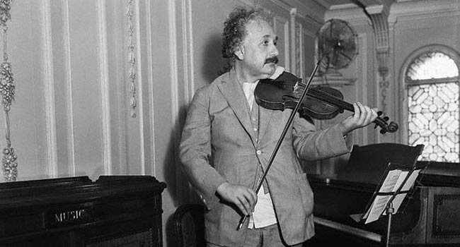 Albert Einstein with violin